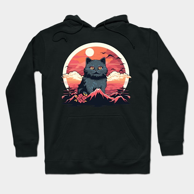 Giant cat sunset background Hoodie by NivestaMelo